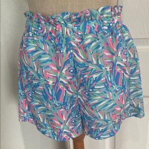 Simply Southern Tropical Print blue  Shorts pockets wide elastic waist women’s M